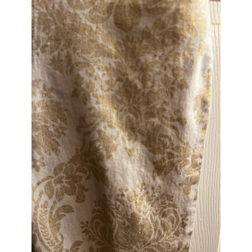 GOLD DAMASK JEANS~AZI~Skinny Jeans~White/Gold~Damask Print~4-6 - Picture 9 of 11